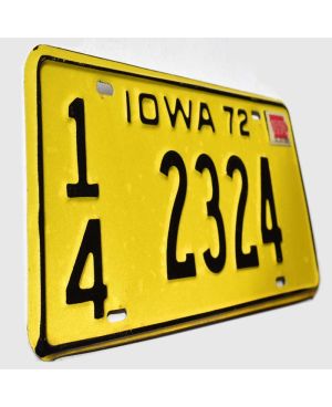Tablica rejestracyjna USA Iowa 1972 Yellow 14 2324
