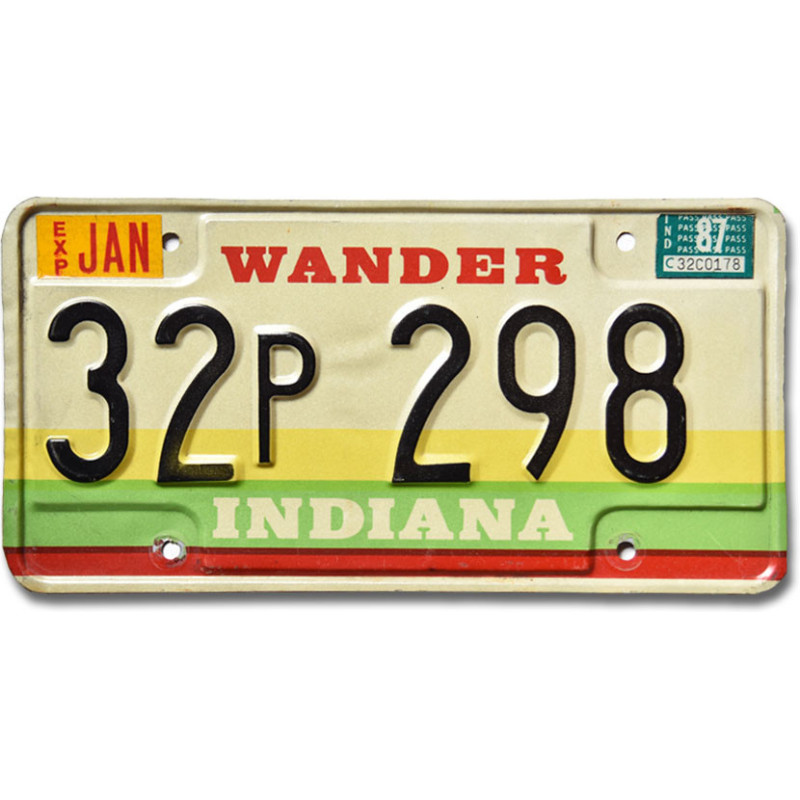 Tablica rejestracyjna USA Indiana 1987 Wander 32P298