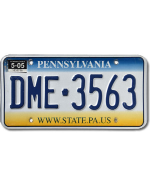 Tablica rejestracyjna USA Pennsylvania State DME-3563