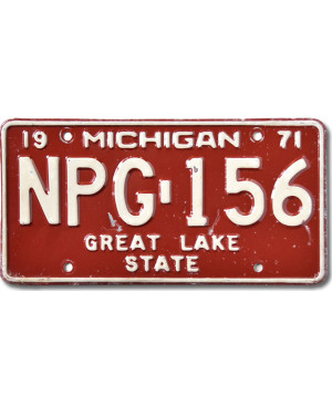 Tablica rejestracyjna USA Michigan 1971 Great Lake NPG-156