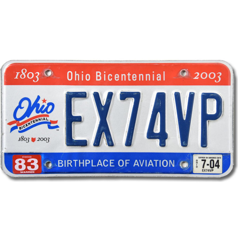 Tablica rejestracyjna USA Ohio Bicentennial EX74VP