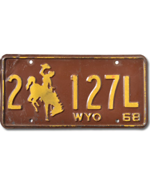 Tablica rejestracyjna USA Wyoming Bronco 1968 Brown 2-127L