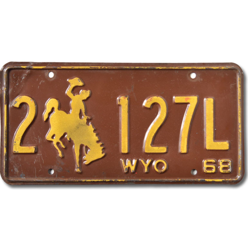 Tablica rejestracyjna USA Wyoming Bronco 1968 Brown 2-127L