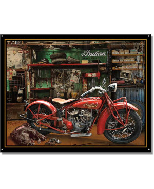 Tablica metalowa Indian Scout in Garage 40 cm x 32 cm