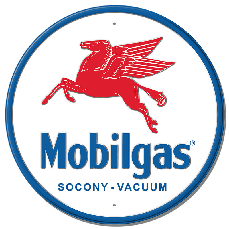 Plechová cedule Mobilgas Pegasus round 30 cm