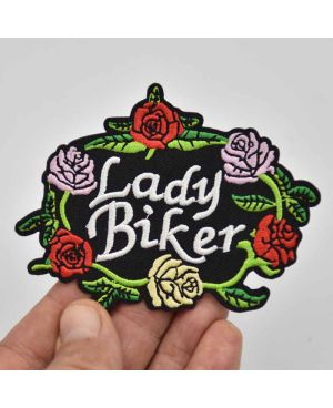 Moto nášivka Lady Biker Roses 10 cm x 7 cm