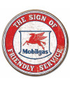 Plechová cedule Mobilgas Friendly Service round 30 cm