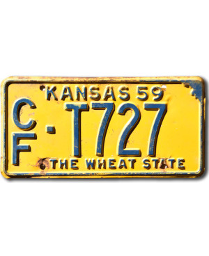 Tablica rejestracyjna USA Kansas 1959 Wheat State CF-T727