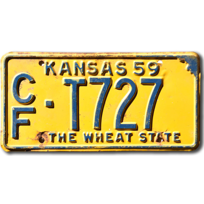 Tablica rejestracyjna USA Kansas 1959 Wheat State CF-T727