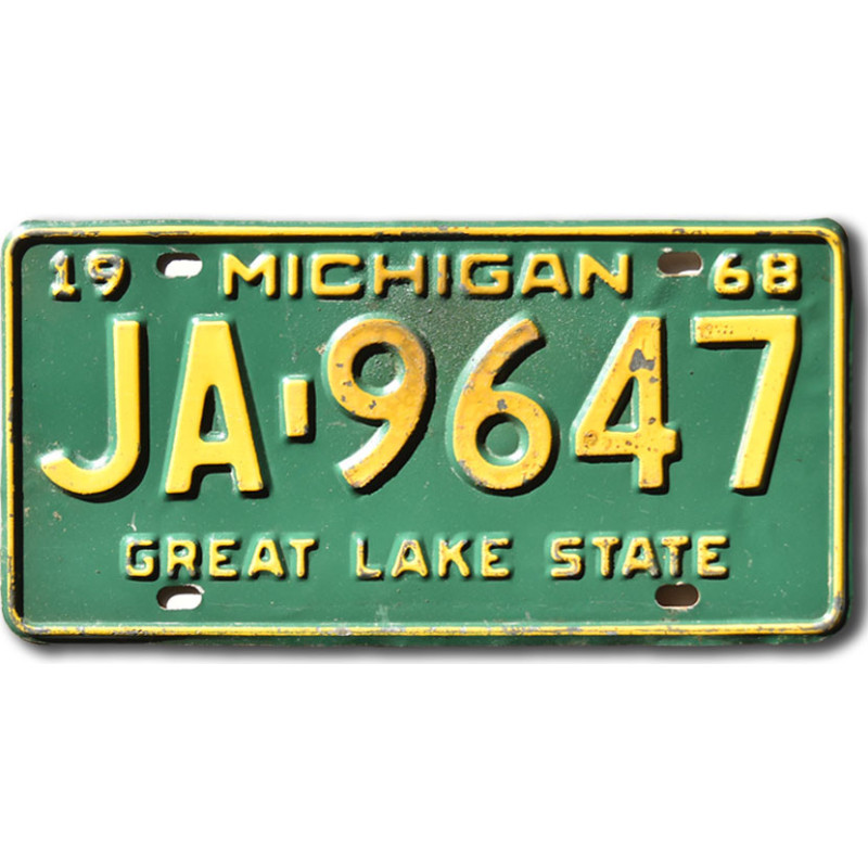 Tablica rejestracyjna USA Michigan 1968 Green Great Lake JA-9647