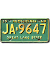 Tablica rejestracyjna USA Michigan 1968 Green Great Lake JA-9647
