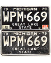 Tablica rejestracyjna USA Michigan 1979 Black WPM-669 para