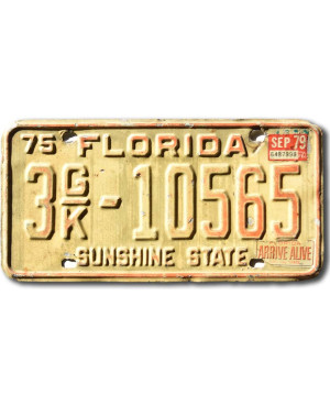 Tablica rejestracyjna USA Florida 1975 Arrive Alive 3GK-10565