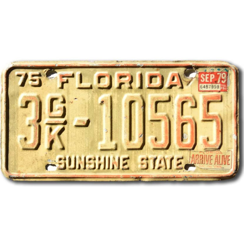 Tablica rejestracyjna USA Florida 1975 Arrive Alive 3GK-10565