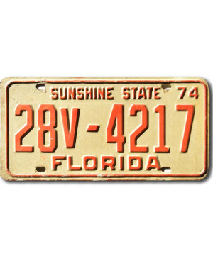 Tablica rejestracyjna USA Florida 1974 Sunshine State 28V-4217