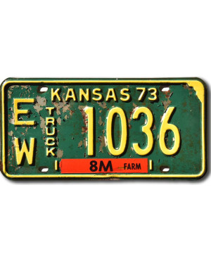 Tablica rejestracyjna USA Kansas 1973 Green Truck EW 1036