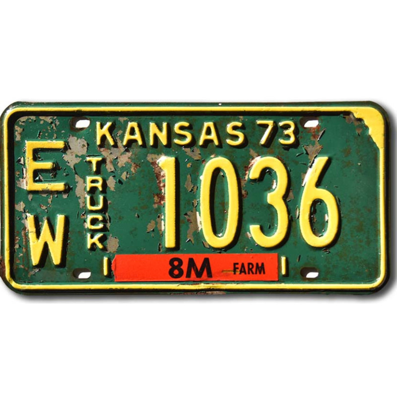 Tablica rejestracyjna USA Kansas 1973 Green Truck EW 1036