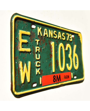 Tablica rejestracyjna USA Kansas 1973 Green Truck EW 1036