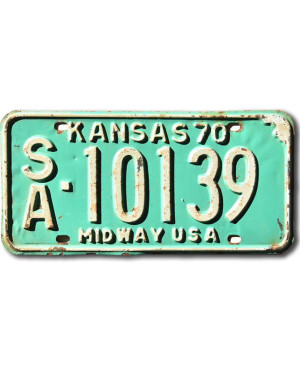 Tablica rejestracyjna USA Kansas 1970 Midway Green SA-10139