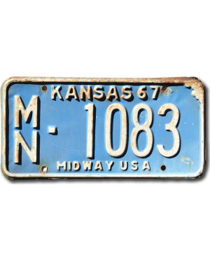 Tablica rejestracyjna Kansas 1967 Blue Midway MN-1083