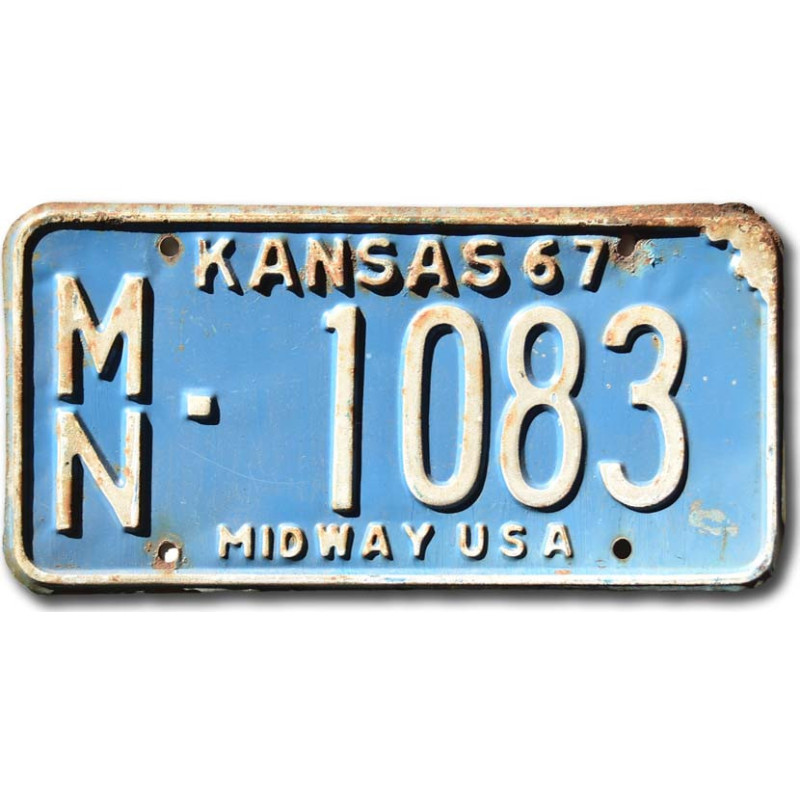 Tablica rejestracyjna Kansas 1967 Blue Midway MN-1083