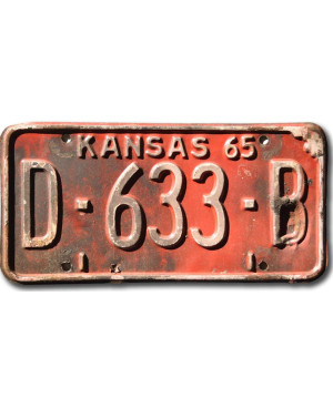 Tablica rejestracyjna Kansas 1965 Red D-633-B