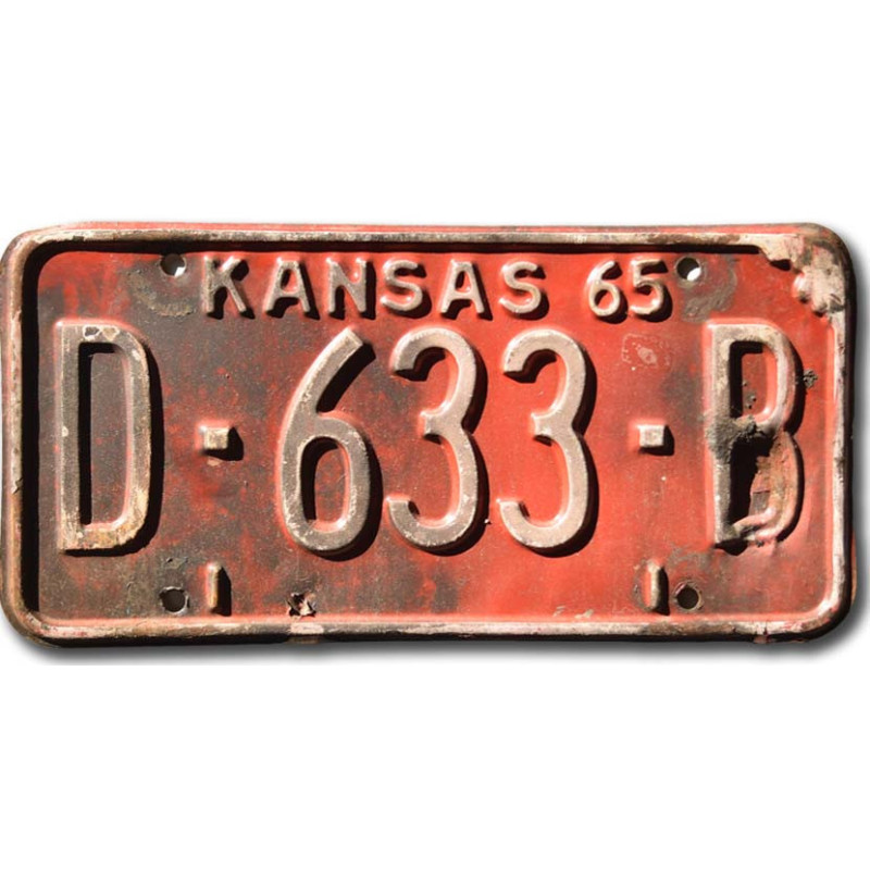 Tablica rejestracyjna Kansas 1965 Red D-633-B