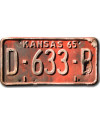 Tablica rejestracyjna Kansas 1965 Red D-633-B