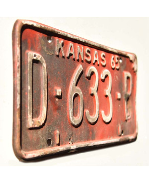Tablica rejestracyjna Kansas 1965 Red D-633-B