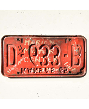 Tablica rejestracyjna Kansas 1965 Red D-633-B