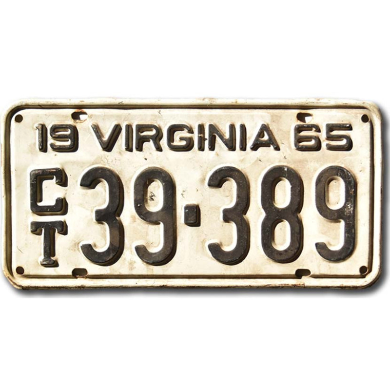 Tablica rejestracyjna USA Virginia 1965 White CT39-389