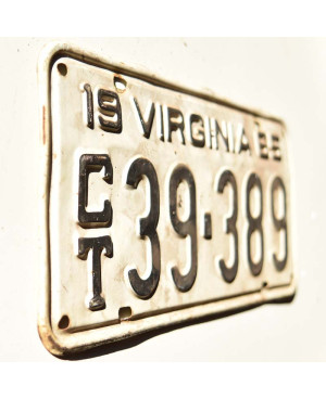 Tablica rejestracyjna USA Virginia 1965 White CT39-389