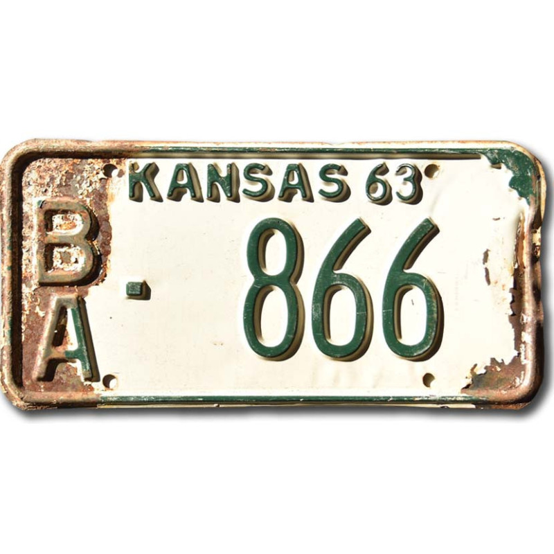 Tablica rejestracyjna USA Kansas 1963 White BA-866
