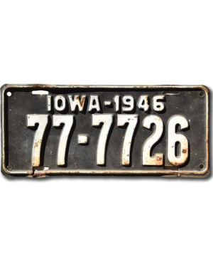 Tablica rejestracyjna USA Iowa 1946 Black 77-7726