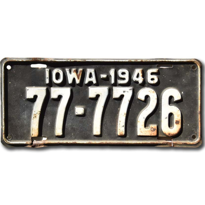 Tablica rejestracyjna USA Iowa 1946 Black 77-7726