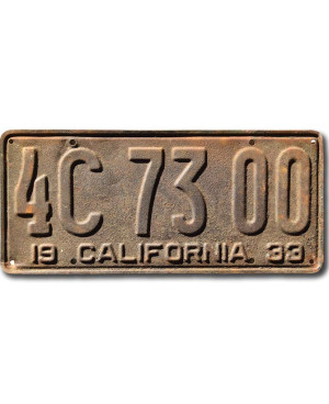 Tablica rejestracyjna USA California 1933 Rusty 4C 73 00