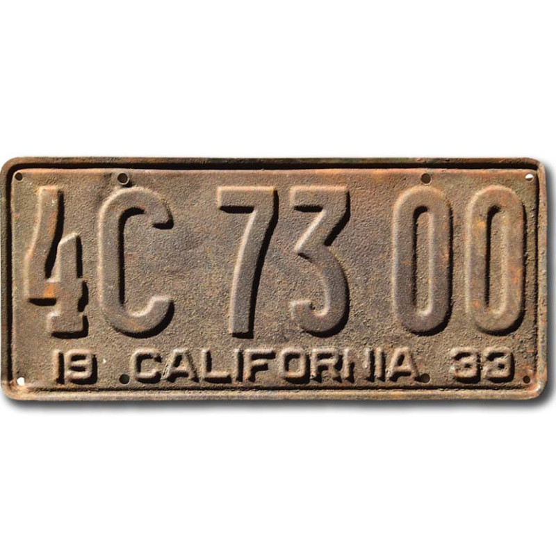 Tablica rejestracyjna USA California 1933 Rusty 4C 73 00