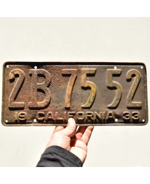 Tablica rejestracyjna USA California 1933 Rusty 2B 7552