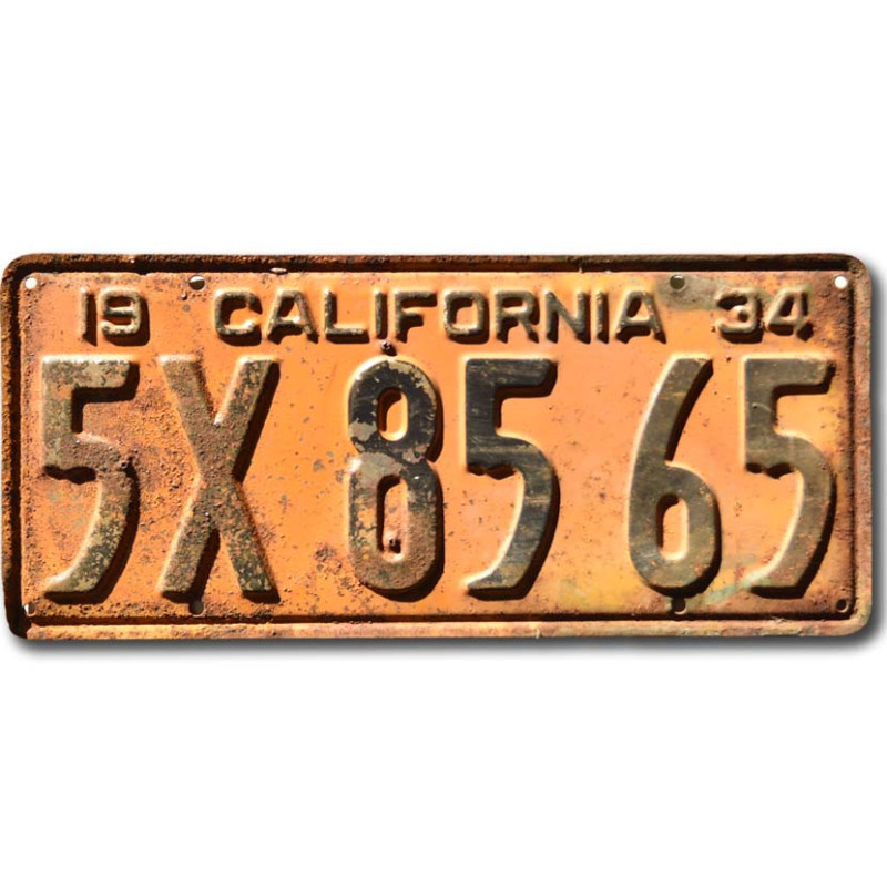Tablica rejestracyjna USA California 1934 Yellow 5X 8565