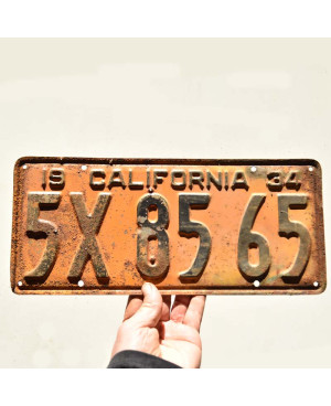 Tablica rejestracyjna USA California 1934 Yellow 5X 8565