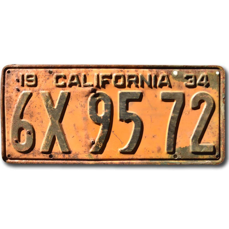 Tablica rejestracyjna USA California 1934 Yellow 6X 9572