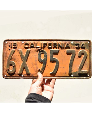 Tablica rejestracyjna USA California 1934 Yellow 6X 9572