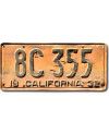 Tablica rejestracyjna USA California 1932 Yellow 8C 355