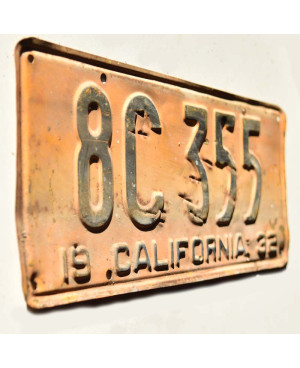 Tablica rejestracyjna USA California 1932 Yellow 8C 355
