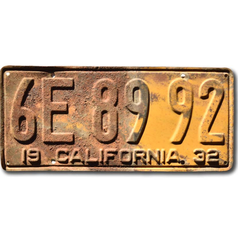 Tablica rejestracyjna USA California 1932 Yellow 6E 8992
