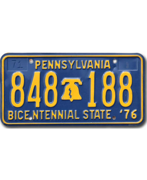 Tablica rejestracyjna USA Pennsylvania 1976 Bicentennial 848 188