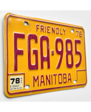 Kanadyjska tablica rejestracyjna Manitoba 1976 Friendly FGA-985