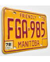Kanadyjska tablica rejestracyjna Manitoba 1976 Friendly FGA-985