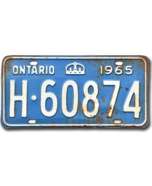 Kanadyjska tablica rejestracyjna Ontario 1965 Blue H-60874