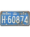 Kanadyjska tablica rejestracyjna Ontario 1965 Blue H-60874